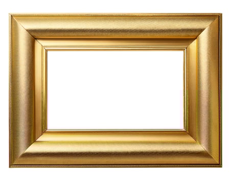 empty gold picture frame isolated on white background photo