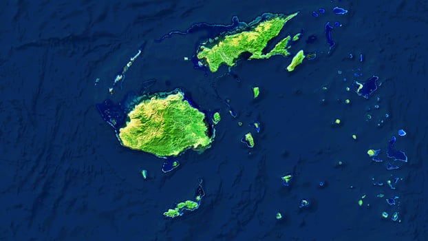 4K Fiji Territory Map in Melanesia, High Resolution Satellite View, Widescreen 4K Resolution photo