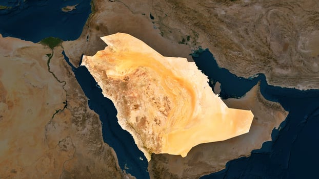 4K Saudi Arabia Territory Map in Asia, High Resolution Satellite View, Widescreen 4K Resolution photo