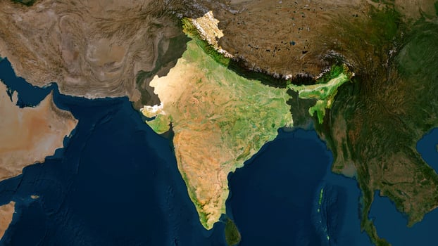 4K India Territory Map in Asia, High Resolution Satellite View, Widescreen 4K Resolution photo