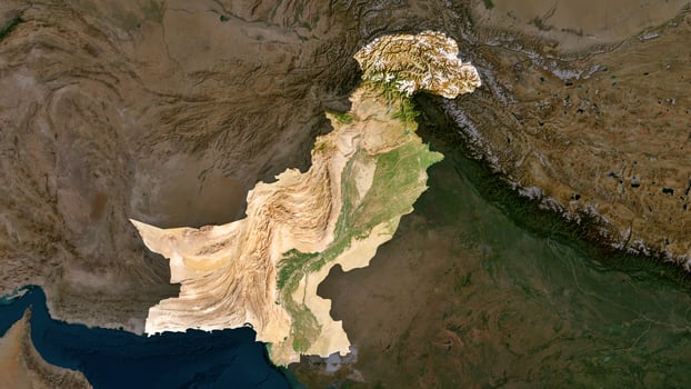 4K Pakistan Territory Map in Asia, High Resolution Satellite View, Widescreen 4K Resolution photo