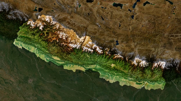 4K Nepal Territory Map in Asia, High Resolution Satellite View, Widescreen 4K Resolution photo