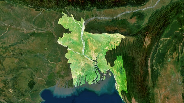 4K Bangladesh Territory Map in Asia, High Resolution Satellite View, Widescreen 4K Resolution photo