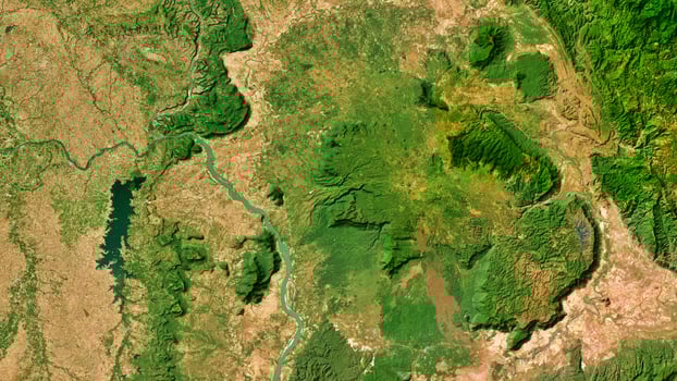 4K Dong Hua Sao Conservation Area in Laos Map, High Resolution Satellite View With No Border, Widescreen 4K Resolution photo