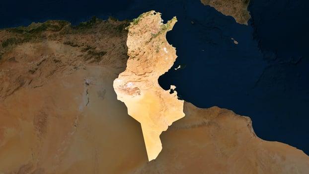 4K Tunisia Territory Map in Africa, High Resolution Satellite View, Widescreen 4K Resolution photo