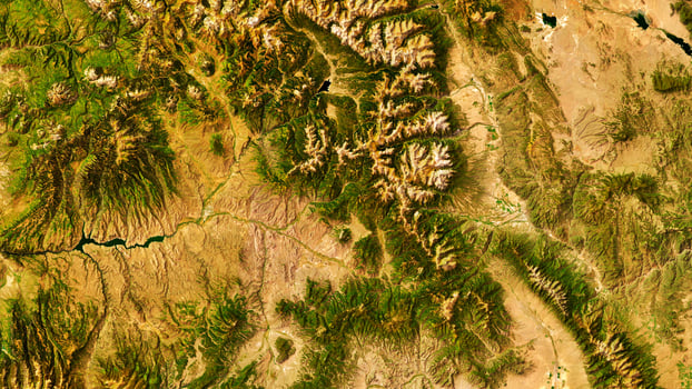 4K Colorado Mountain Area in Usa Map, High Resolution Satellite View With No Border, Widescreen 4K Resolution photo