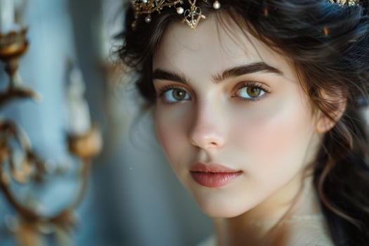 Elegant woman with crown and makeup photo