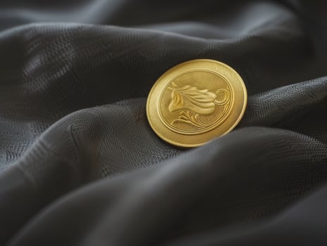 golden coin on black fabric photo