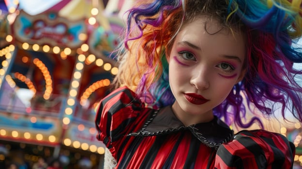 Colorful carnival portrait of young woman photo