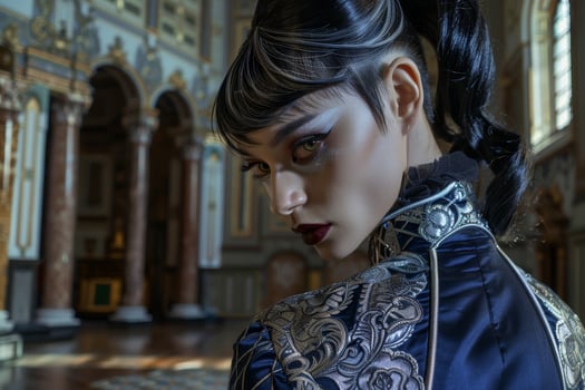 Mysterious woman in ornate costume photo