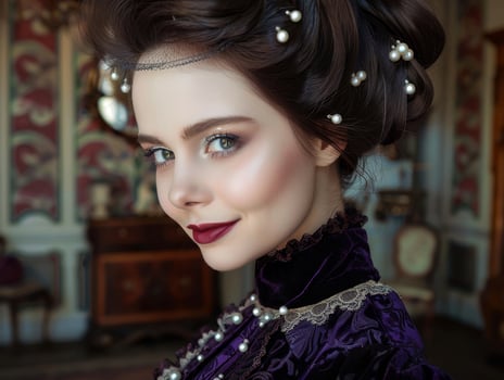 elegant woman in historical costume photo