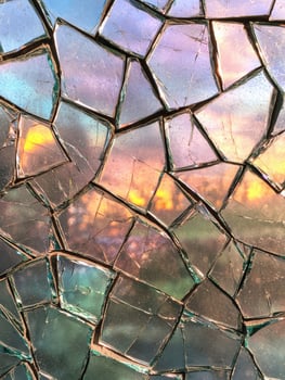 Broken glass mosaic pattern with vibrant colors photo
