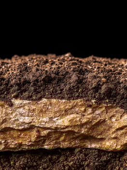 Close up of soil layers in the earth photo