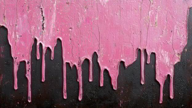 Dripping pink paint on a black background photo