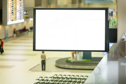 Blank advertising billboard at airport,mockup poster media template ads display photo