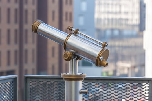 Telescope overlooking for city streets from above photo