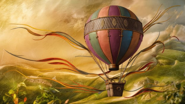 Tranquil Journey Soaring Through Skies in a Hot Air Balloon photo