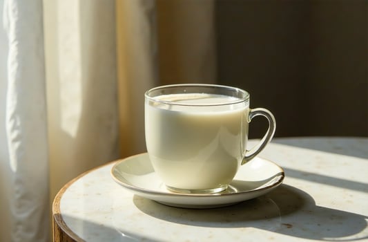 Glass milk light background, drink photo restaurant yummy