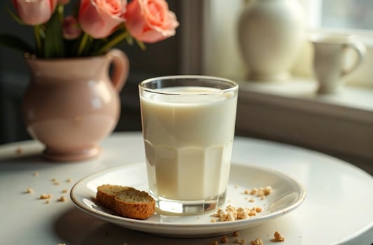 Glass milk yummy light background, drink photo restaurant