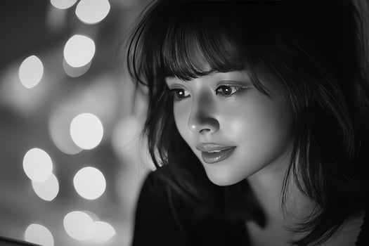 Young woman enjoying deep focus with soft lights in the background photo