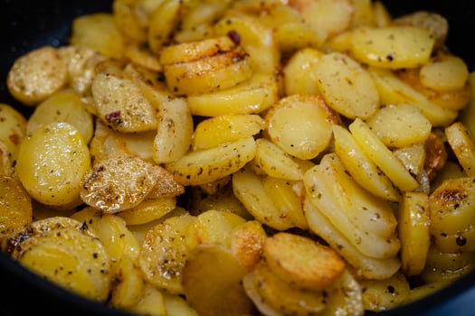 Farmers Breakfast with ham onions and fried potatoes photo