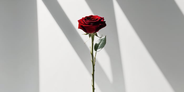 Elegant Valentine's Day card with red rose and shadows. photo