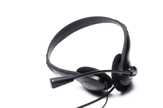 headset with microphone isolated on white photo