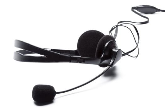 headset with microphone isolated on white photo