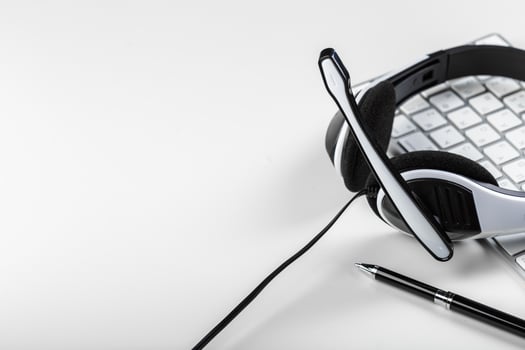headset on keyboard computer laptop photo
