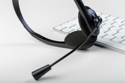 headset on keyboard computer laptop photo