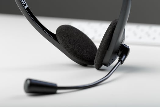 headset on keyboard computer laptop photo