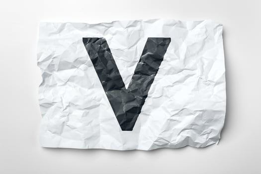Grunge wrinkled paper letters on white background photo