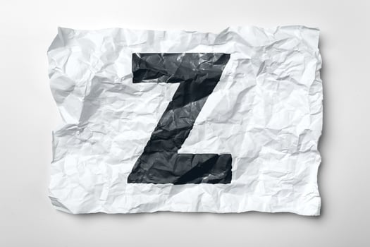 Grunge wrinkled paper letters on white background photo