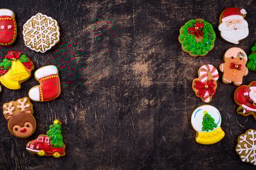 Christmas homemade gingerbread cookies with icing photo