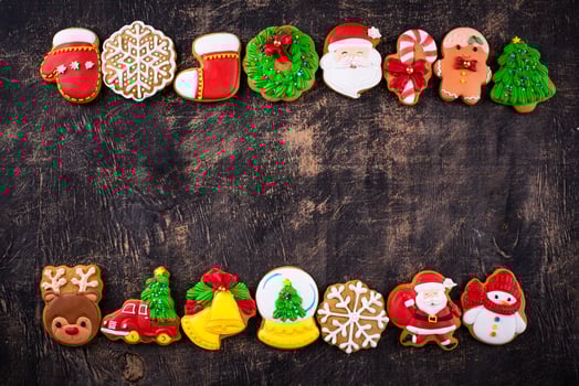 Christmas homemade gingerbread cookies with icing photo