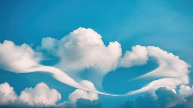 Spectacular view of fluffy white clouds drifting across a bright blue sky photo