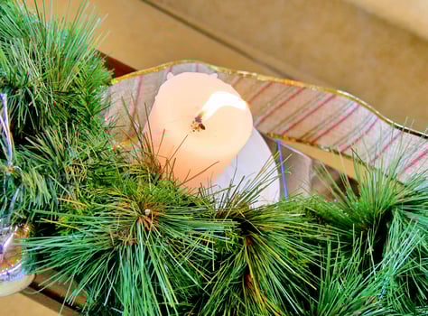 Christmas celebration arrangement and decoration in a church photo