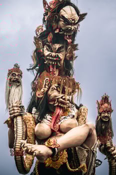 Multi-Headed Ogoh-ogoh is Symbolize Malevolent Spirits For the Balinese Hindu New Year or Nyepi photo