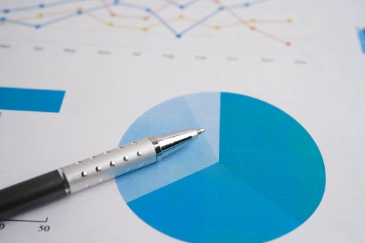 Pen on chart graph paper. Finance, account, statistic, investment data economy, stock exchange business. photo
