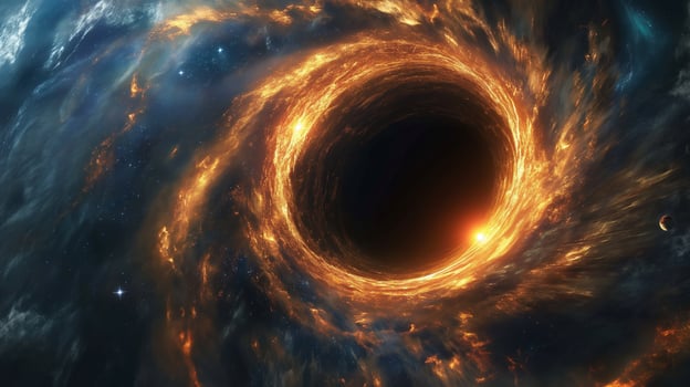 Black hole in circle of glowing light image photo