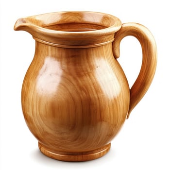 A beautifully handcrafted wooden pitcher, perfect for serving drinks or as a unique decorative piece in any home. photo
