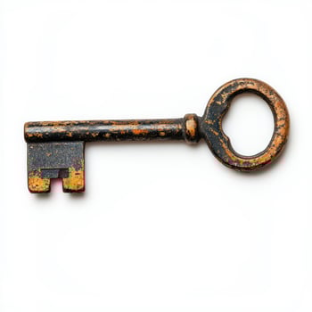 Old-fashioned key isolated on white background photo