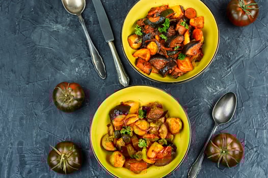 Vegetable stew, ragout with sauce. photo
