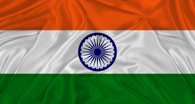 Close up of flag of India with cloth texture. Realistic flag of India waving in the wind photo
