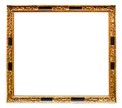 ancient carved golden painting frame isolated photo
