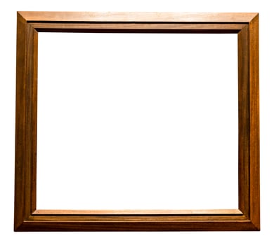 wide brown wooden painting frame isolated photo