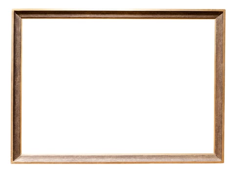 narrow carved golden painting frame isolated photo