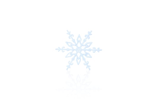 Glitter decorative snowflake isolated on white background. Christmas tree decoration. Close-up. photo