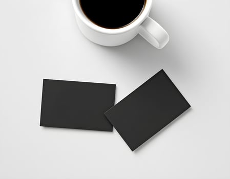 Business Card Mockup With a Cup Coffee photo