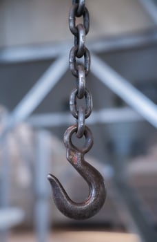 Crane hook in production in the workshop photo